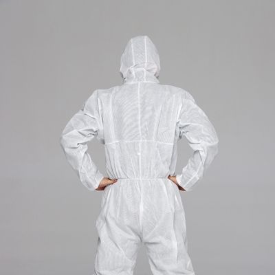 Dust Proof 60gsm Hooded Disposable Non Woven Coveralls