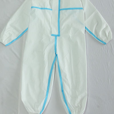 Non Toxic White SMS Hooded Disposable Protective Coverall