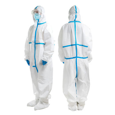 Elastic Wrist ISO SMS Disposable Hooded Coveralls
