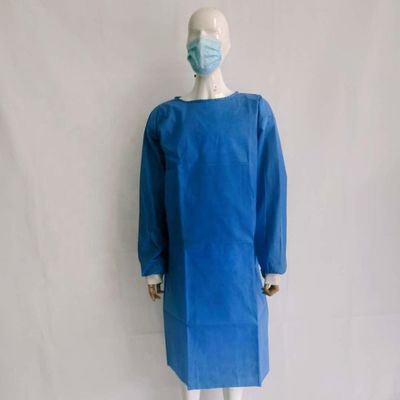 Reinforced SMMS 45g Hospital Isolation Gowns With Knit Cuff
