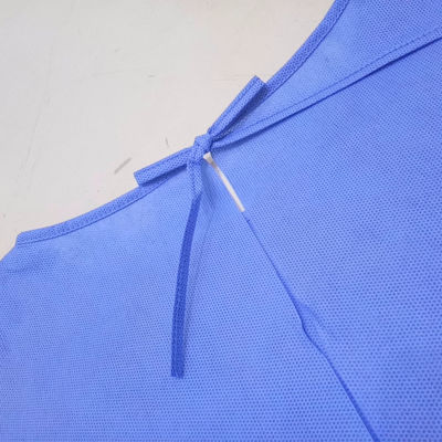 Back Tie Antistatic Blue Disposable Medical Gowns