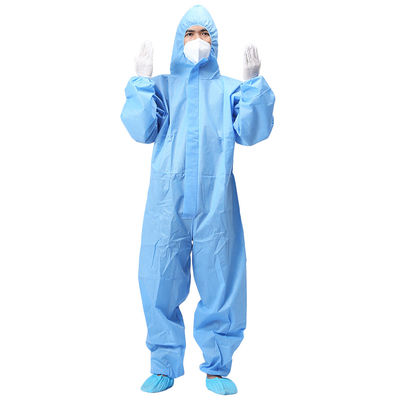 Blue Jumpsuits PP + PE Disposable Medical Coverall 45gsm