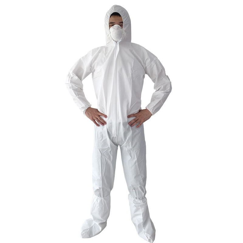 Nonwoven 22gsm Type 5 Hooded Disposable Work Coveralls
