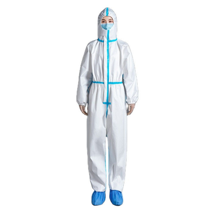 5XL Nonwoven White Disposable Overalls With Hood