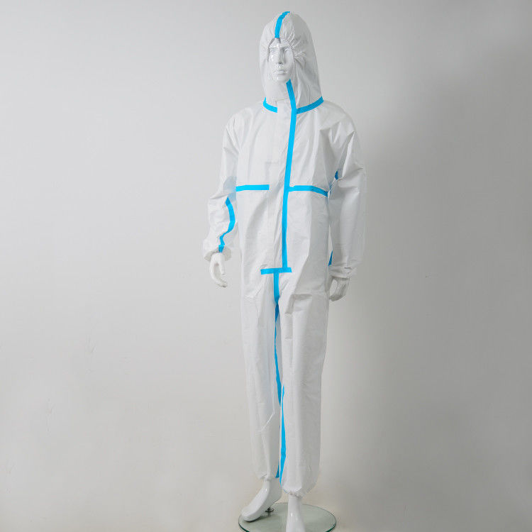 CE Long Sleeve Elastic Disposable Hooded Coveralls
