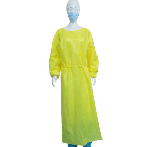Non Absorbent 20g PP Lightweight Yellow Isolation Gowns