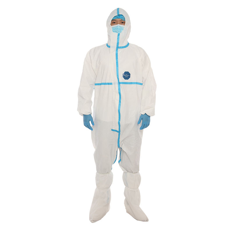 Disposable Waterproof  Anti Static White Color 6XL Isolation Coverall Gown