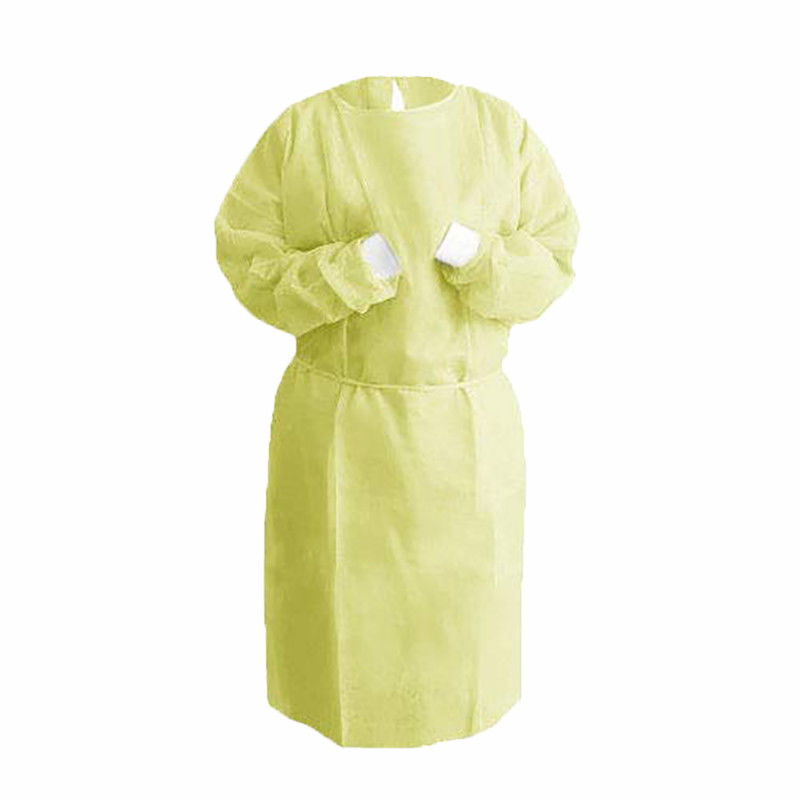 Disposable Nonwoven Pp Yellow 60gsm Medical Isolation Gowns